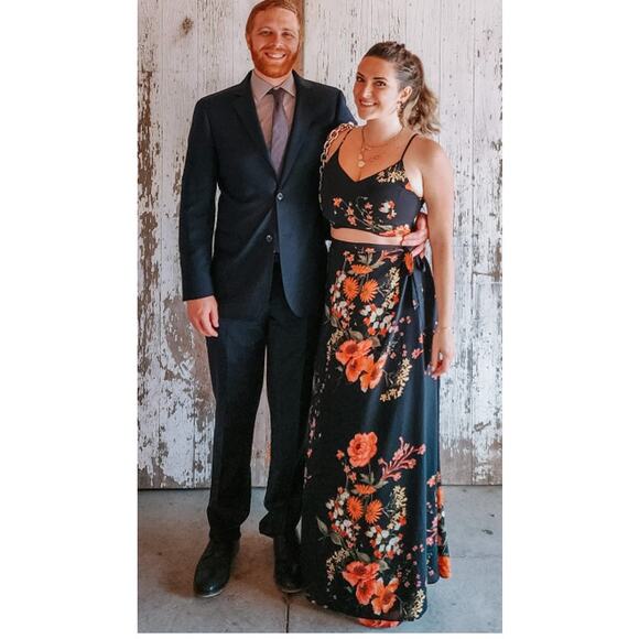 Lulus Bloom With a View Black Floral Print Two-Piece Maxi Dress Size XL - Picture 14 of 14